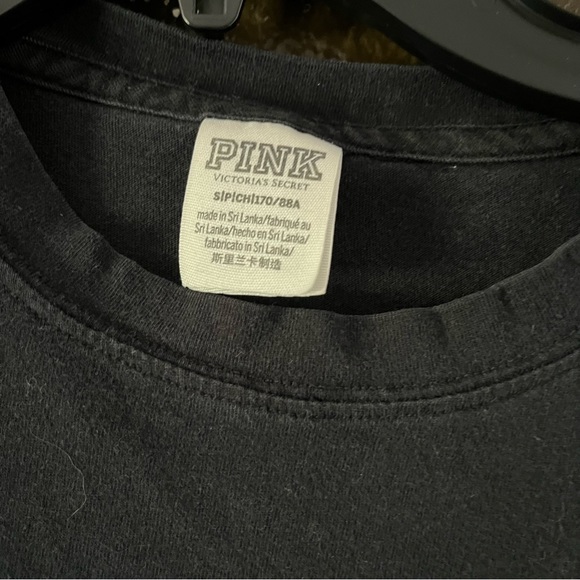 Black Victoria’s Secret Long Sleeve Tee with Red & Black Dog Logo on Back, Small - Picture 4 of 7